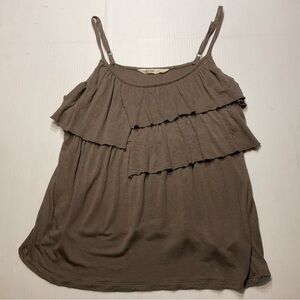 Old Navy Brown Tiered Ruffled Rayon Tank Top Swingy Boho Women Sz S